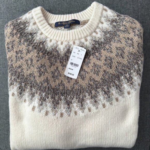 NWT Brooks Brothers Italian Yarn Alpaca Wool Blend Fair Isle Sweater - size M - Picture 4 of 5